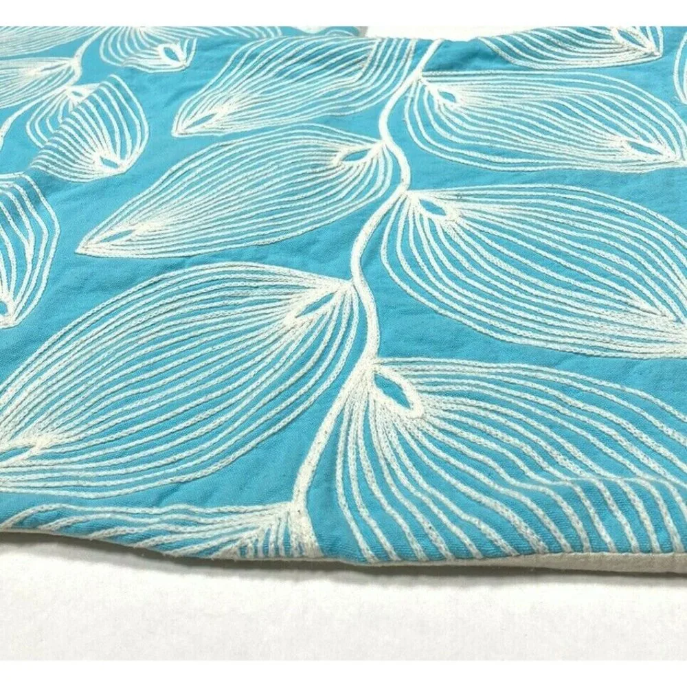 Kas Pair Blue White Cotton Shams Pillowcases Zip